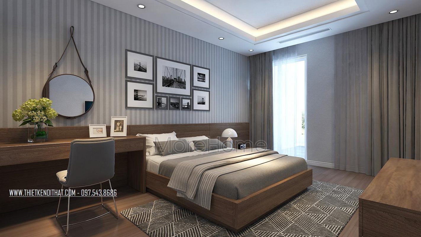 Thiết kế nội thất phòng ngủ chung cư hiện đại N05 Hoàng Đạo Thúy